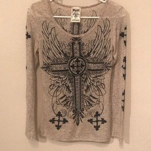 Local long sleeve unique top, size Large
